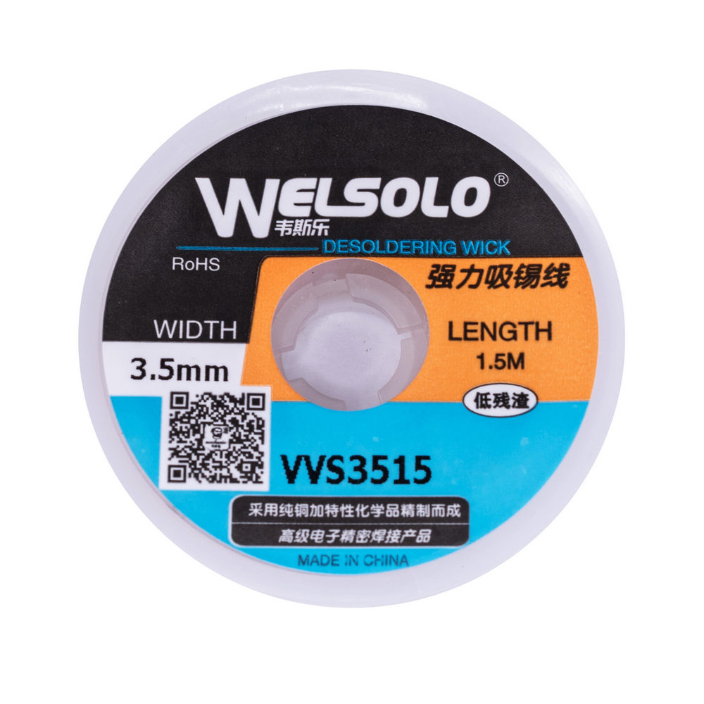Поглинальна стрічка для очищення від припою 3,5мм (WELSOLO desoldering wick VVS3515) Поглинальна стрічка для очищення від припою 3,5мм (WELSOLO desoldering wick VVS3515)