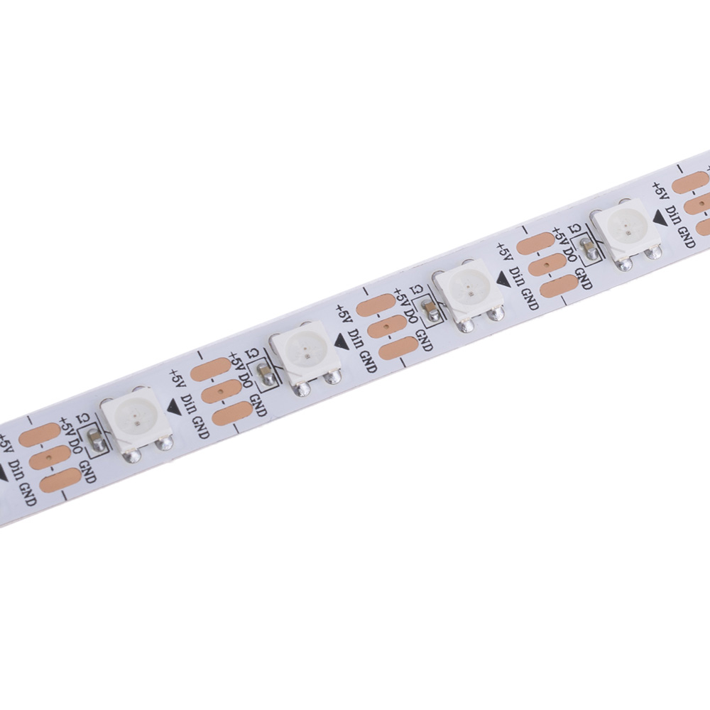 Світлодіодна стрічка RGB WS2812, 60LED IP30, white pcb