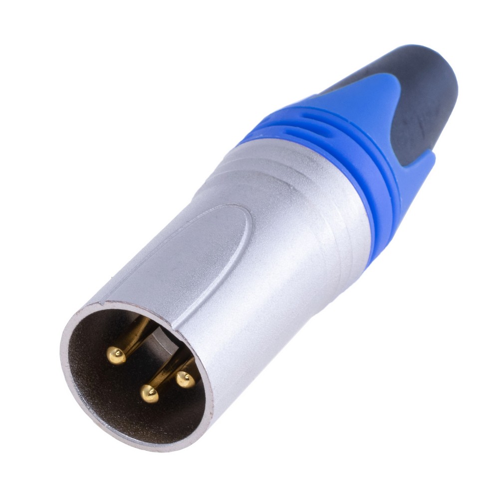 Гніздо "тато" XLR male-blue, на провід, корпус металевий, синє.