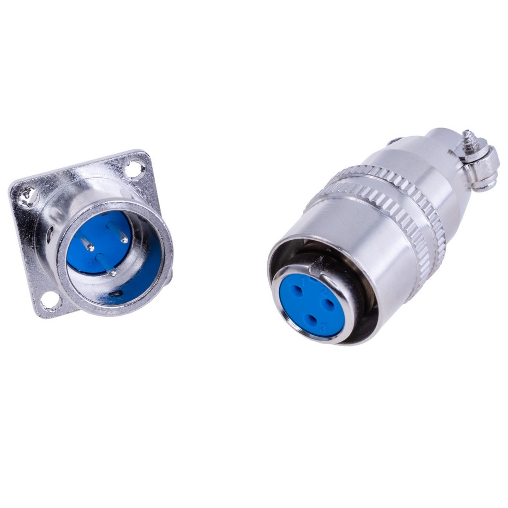 Роз'єм XS12-3P авіаційний штепсельний, вилка на провід + гніздо на корпус