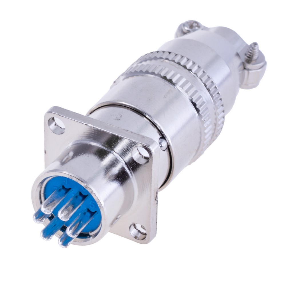 Роз'єм XS12-6P авіаційний штепсельний, вилка на провід + гніздо на корпус