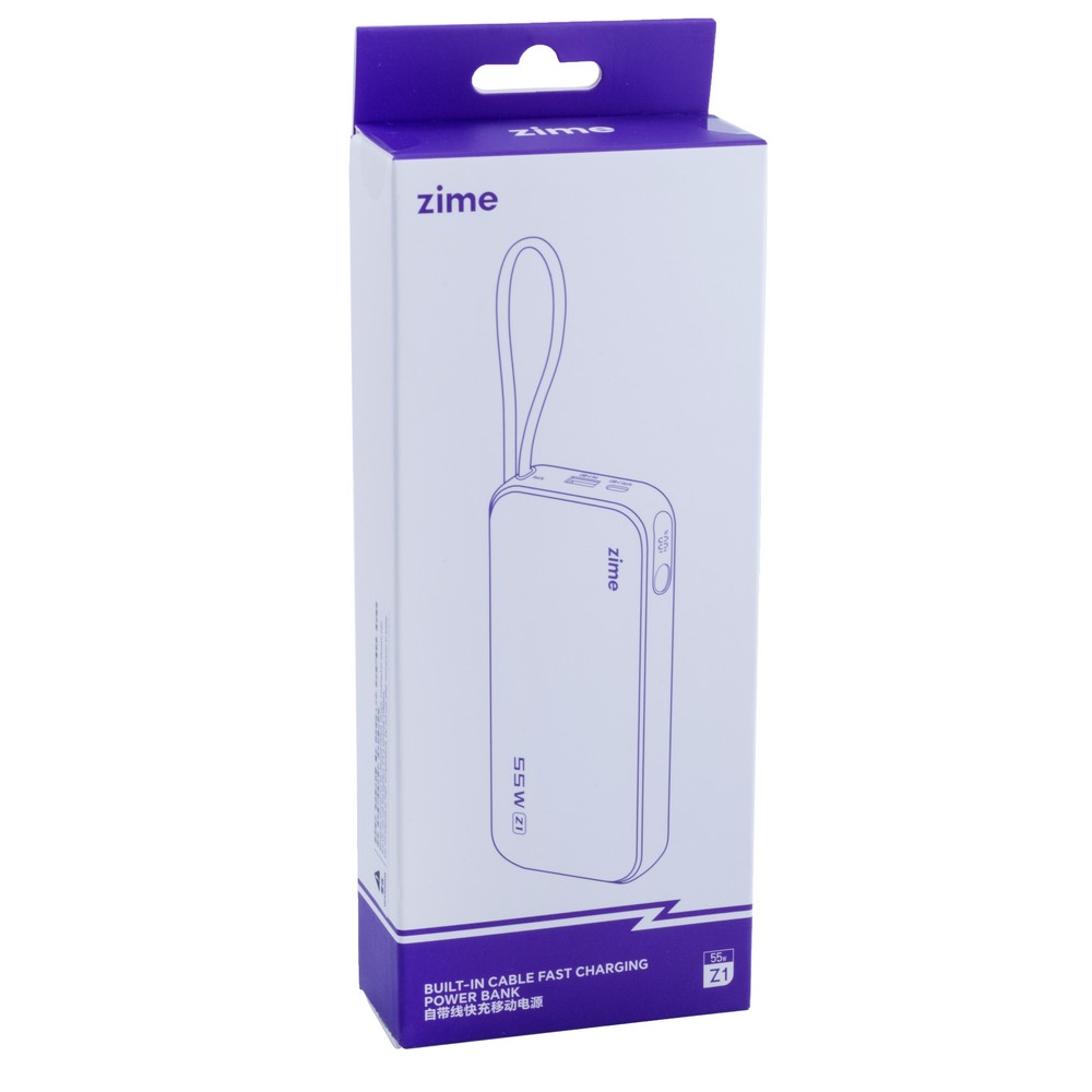 Power Bank Z1 20000mAh 74Wh, 12000mAh @ 5V/3A 55W max White, zime
