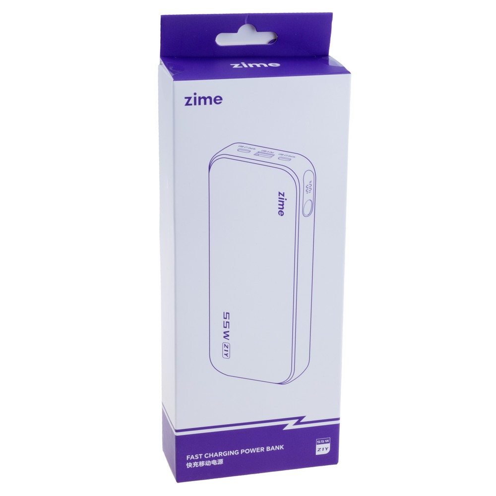 Power Bank Z1Y 20000mAh 74Wh, 12000mAh @ 5V/3A 55W max gray, zime