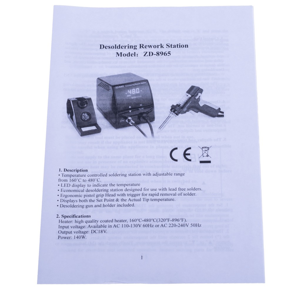 Станція для випаювання ZD-8965 Станція для випаювання ZD-8965