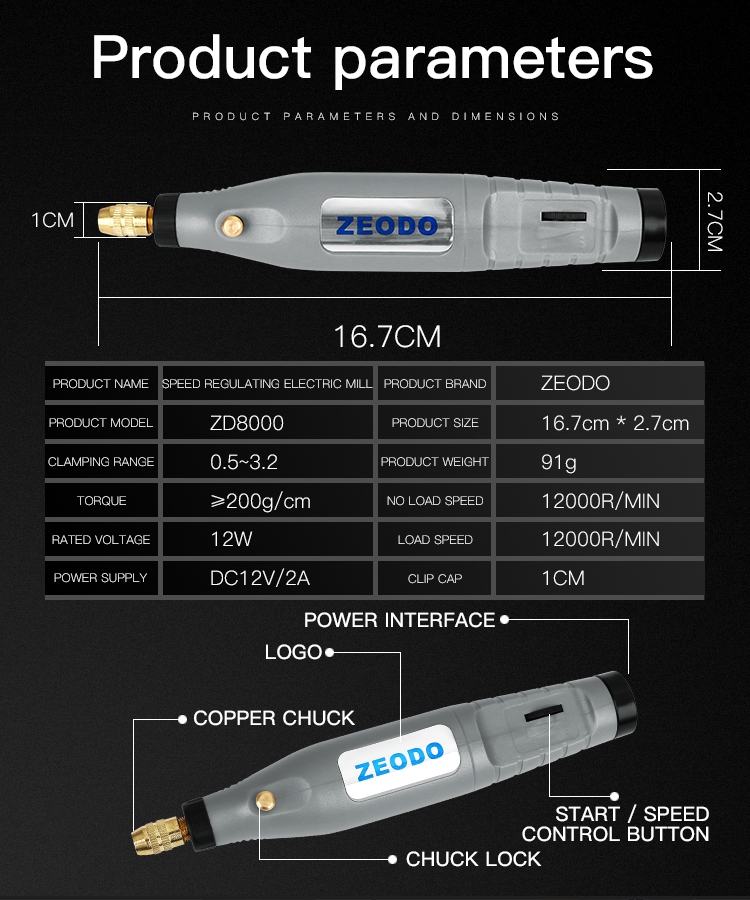 Міні дриль ZD8000 (Zeodo)