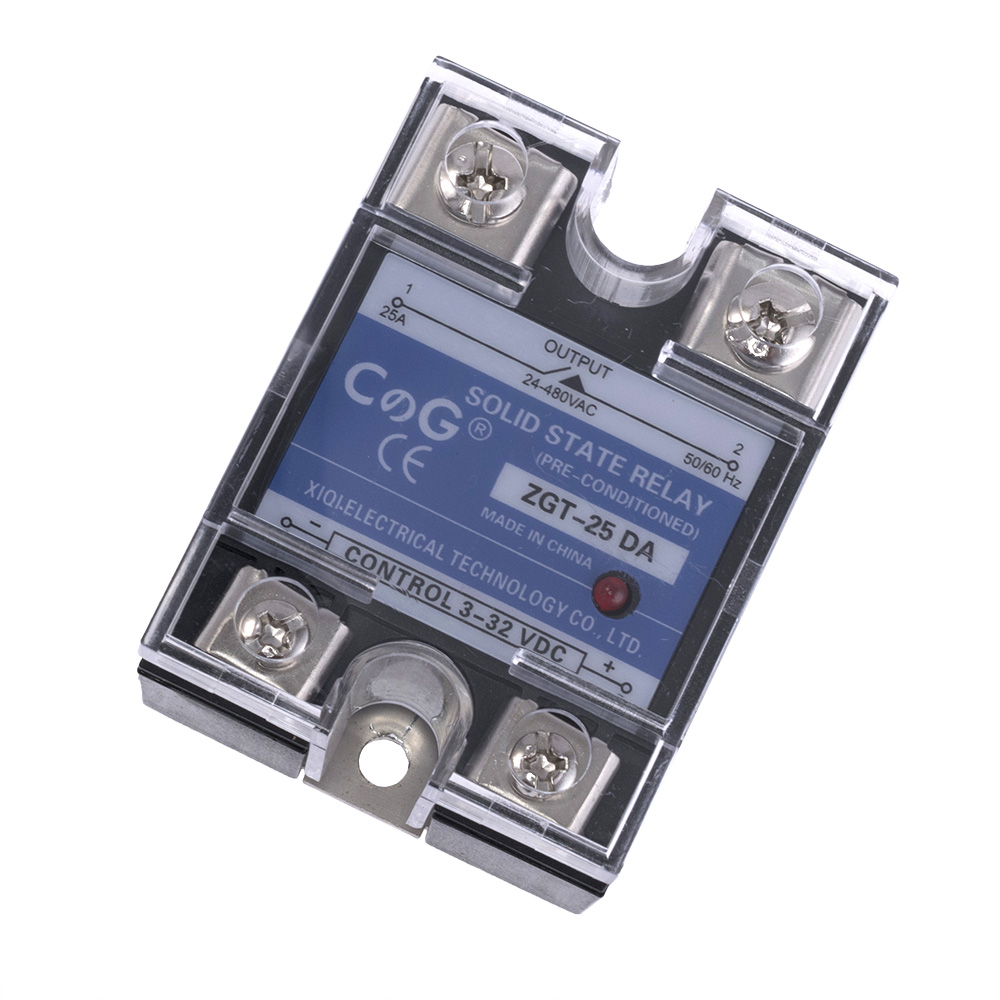 Реле твердотільне ZGT-25DA (CG) однофазне 3-32VDC (25mA) / 24-480VAC (25A)