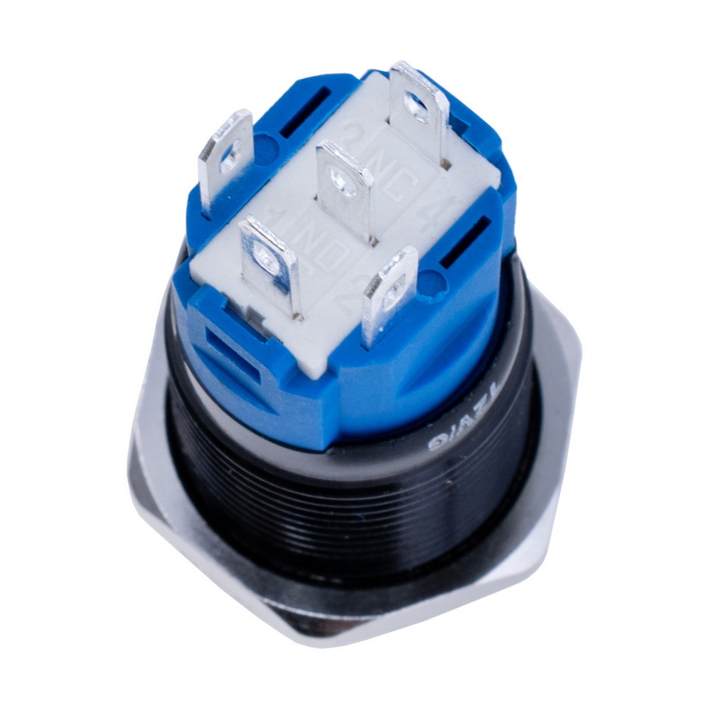 Кнопка антивандальна з фіксацією SPDT з зеленим підсвічуванням 12V, LAS3-16F- W11EL-A