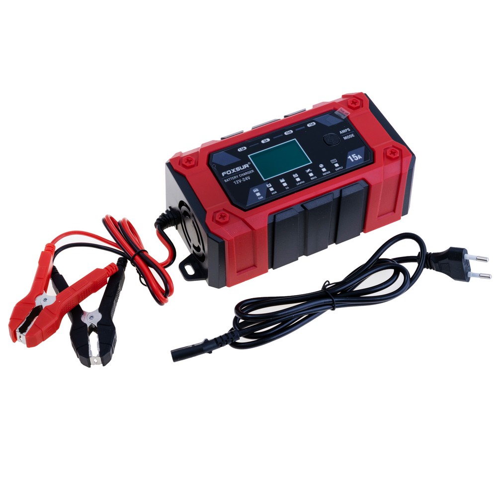 Зарядний пристрій 12V/15A - 24V/5A для Li/Lead/LiFePO4 акумуляторів (FBC122415D – Foxsur) Зарядний пристрій 12V/15A - 24V/5A для Li/Lead/LiFePO4 акумуляторів (FBC122415D – Foxsur)
