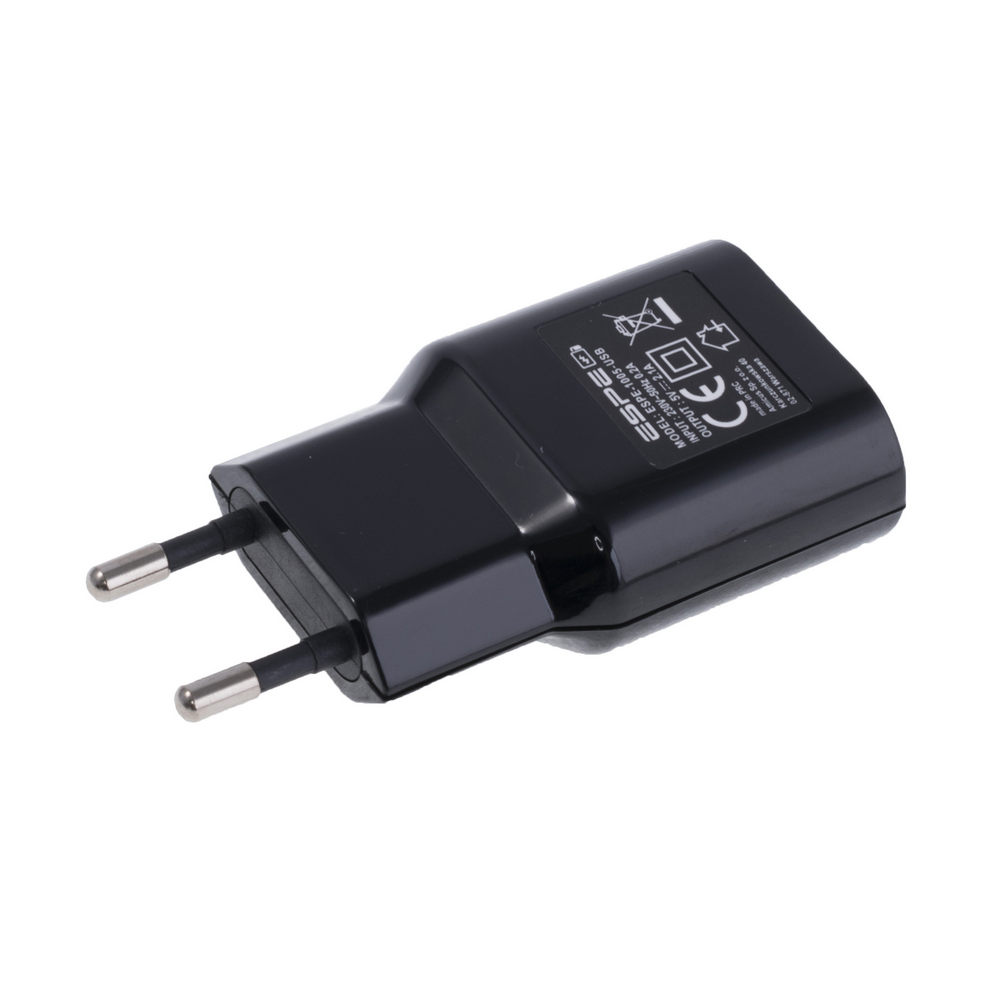 Блок живлення з вилкою 10W 5V, роз'єм:USB, ESPE-1005-W2E-iUSB