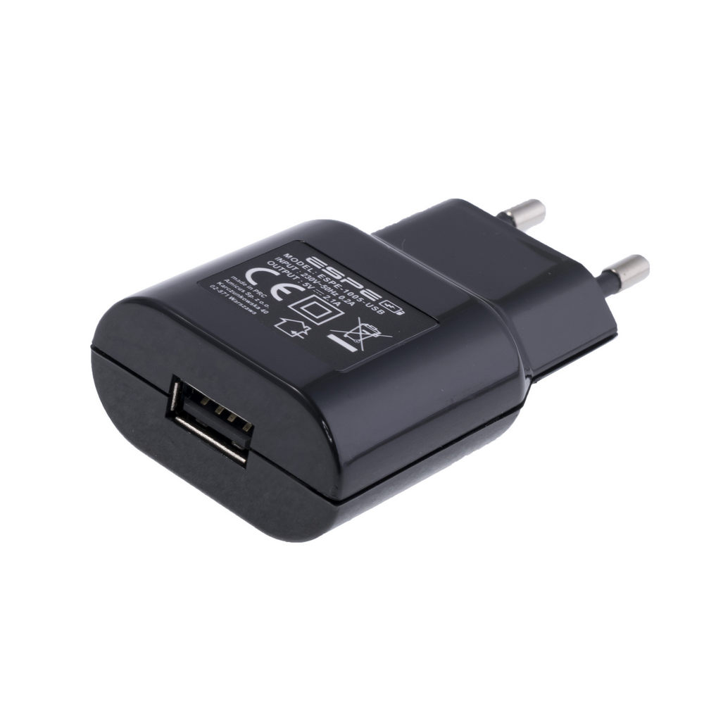 Блок живлення з вилкою 10W 5V, роз'єм:USB, ESPE-1005-W2E-iUSB