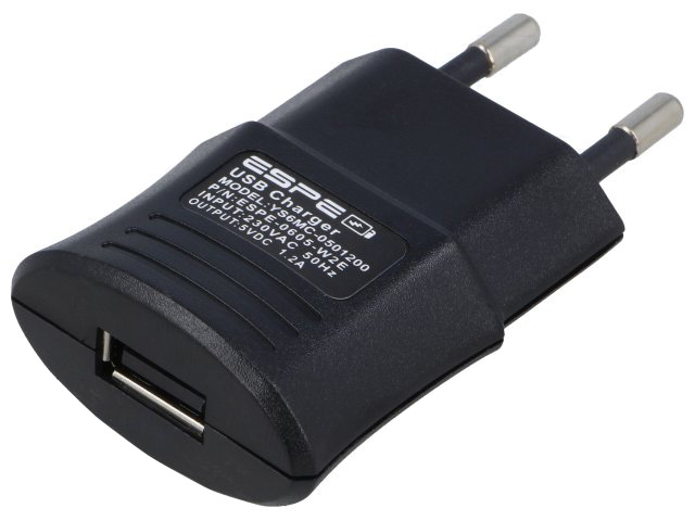 Блок живлення з вилкою 6W 5V, роз'єм:USB, ZSI5/1.2A-USB-P