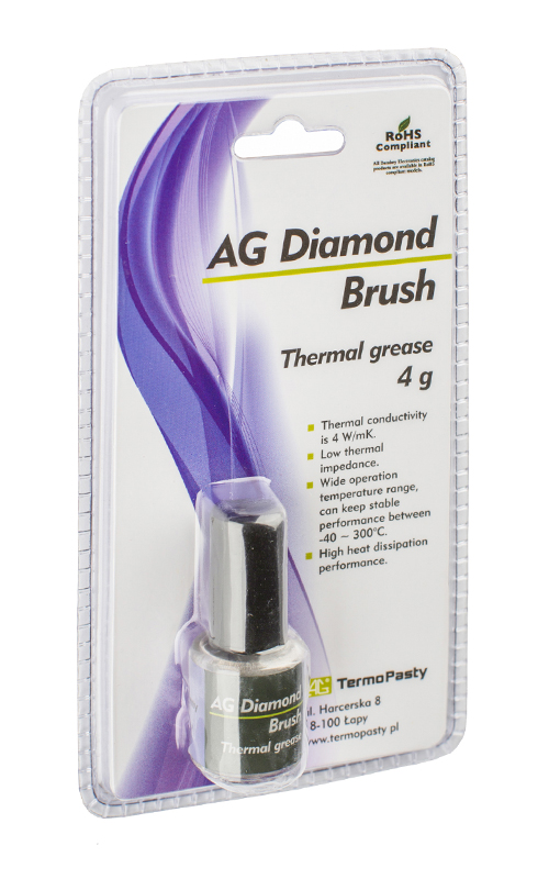Теплопровідна паста, силікон + алмаз, 4г, 4Вт/мК (Diamond Brush)