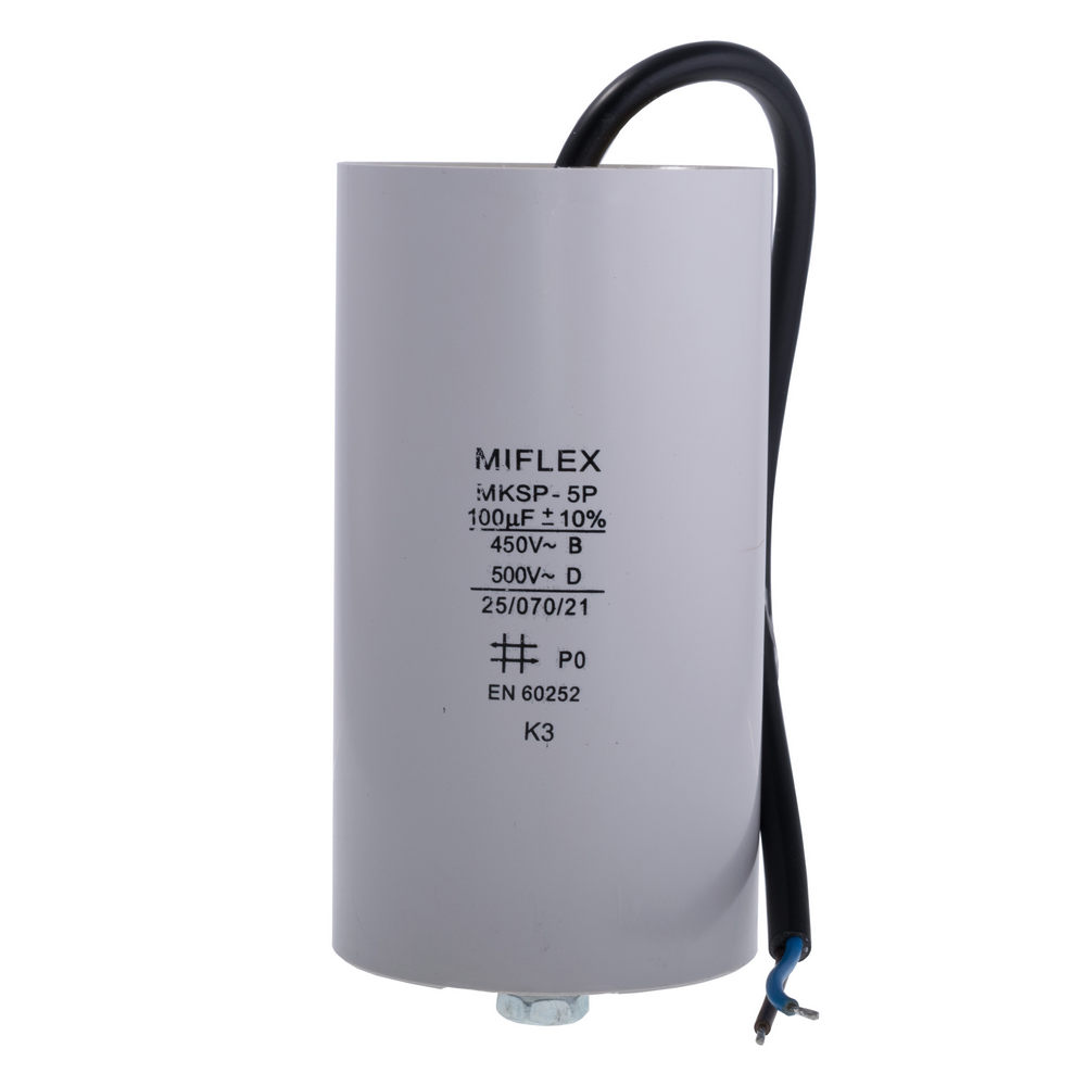 100uF 450VAC ±10% D65x120mm, з проводом (I150V700K-D) MIFLEX (конденсатор пусковий) 100uF 450VAC ±10% D65x120mm, з проводом (I150V700K-D) MIFLEX (конденсатор пусковий)