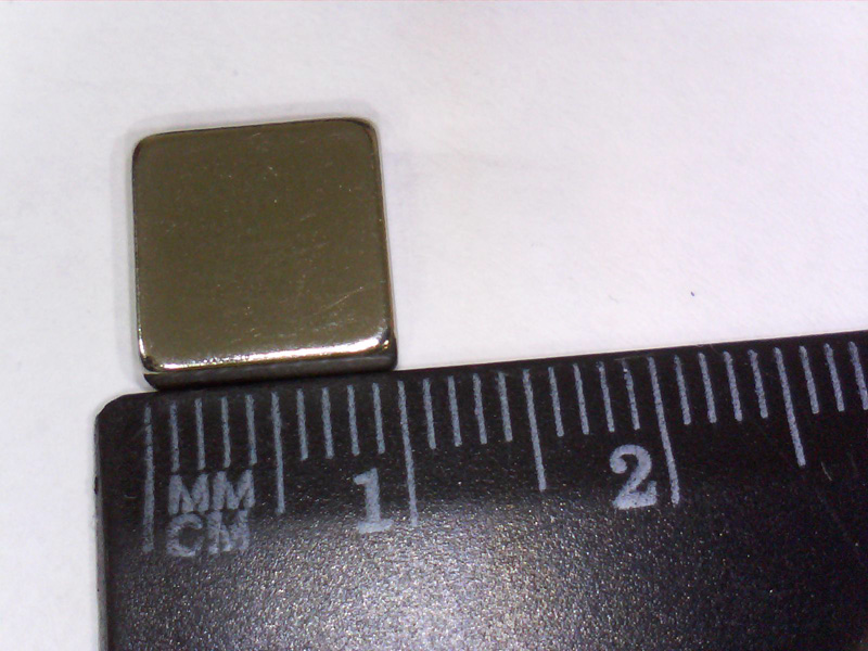 Магніт NdFeB, Блок 10 x 10 x 4 mm (N38), Ni + Cu + Ni (нікель)