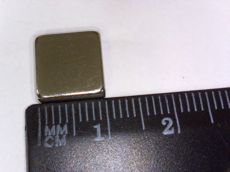 Магнит NdFeB, Блок 10 x 10 x 4 mm (N38), Ni+Cu+Ni (никель)