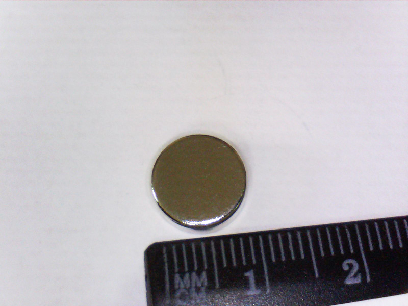 Магнит NdFeB, диск/цилиндр OD10 x 4 mm (N38), Ni+Cu+Ni (никель)