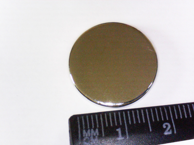 Магнит NdFeB, диск/цилиндр OD20 x 3 mm (N38), Ni+Cu+Ni (никель)
