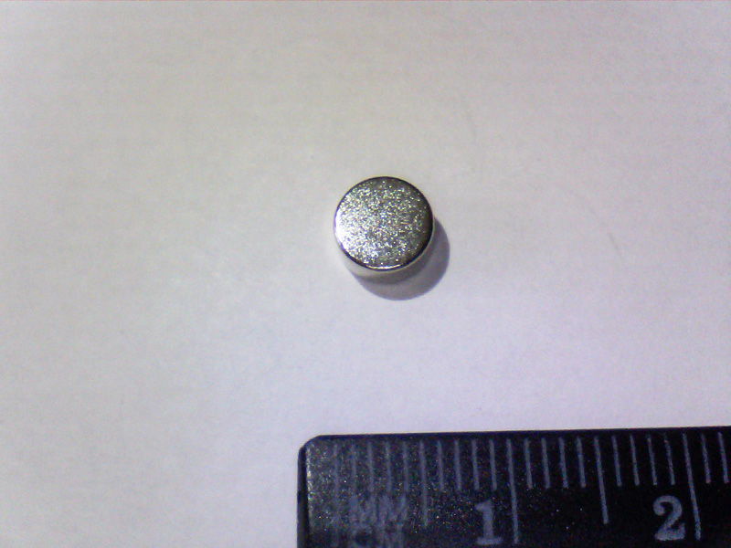 Магнит NdFeB, диск/цилиндр OD6 x 3 mm (N38), Ni+Cu+Ni (никель)