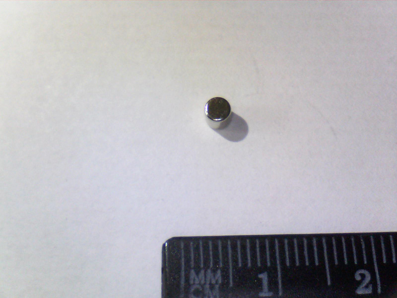 Магнит NdFeB, диск/цилиндр OD3 x 3 mm (N38), Ni+Cu+Ni (никель)