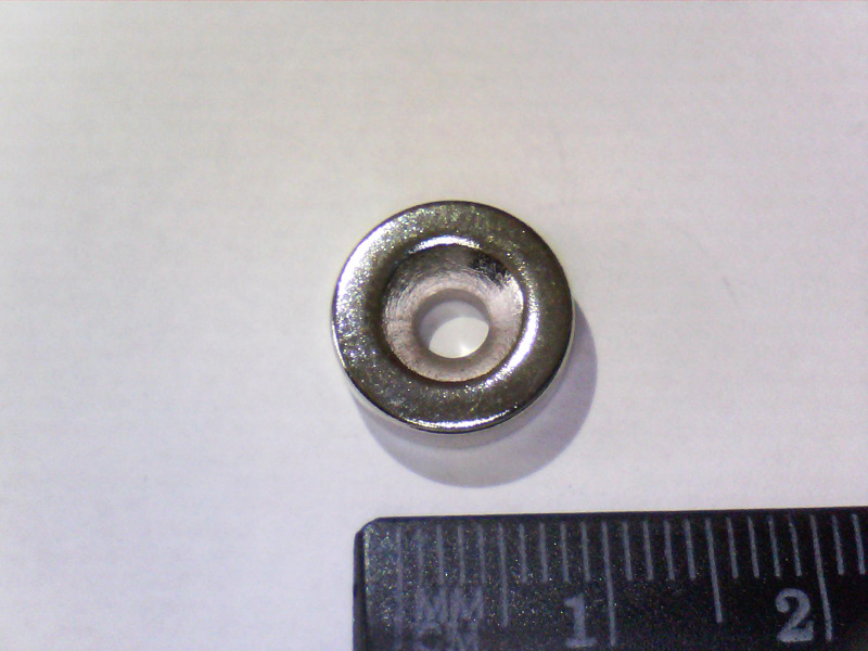Магнит NdFeB, Шайба под винт М3 OD12 x ID7/3,5 x 4 mm (N38), Ni+Cu+Ci (никель)