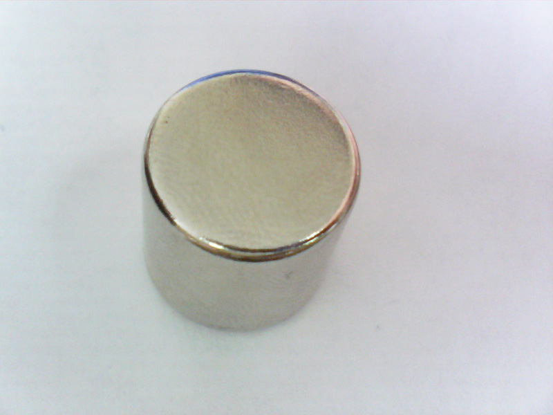 Магнит NdFeB, диск/цилиндр OD15 x 15 mm (N38), Ni+Cu+Ni (никель)
