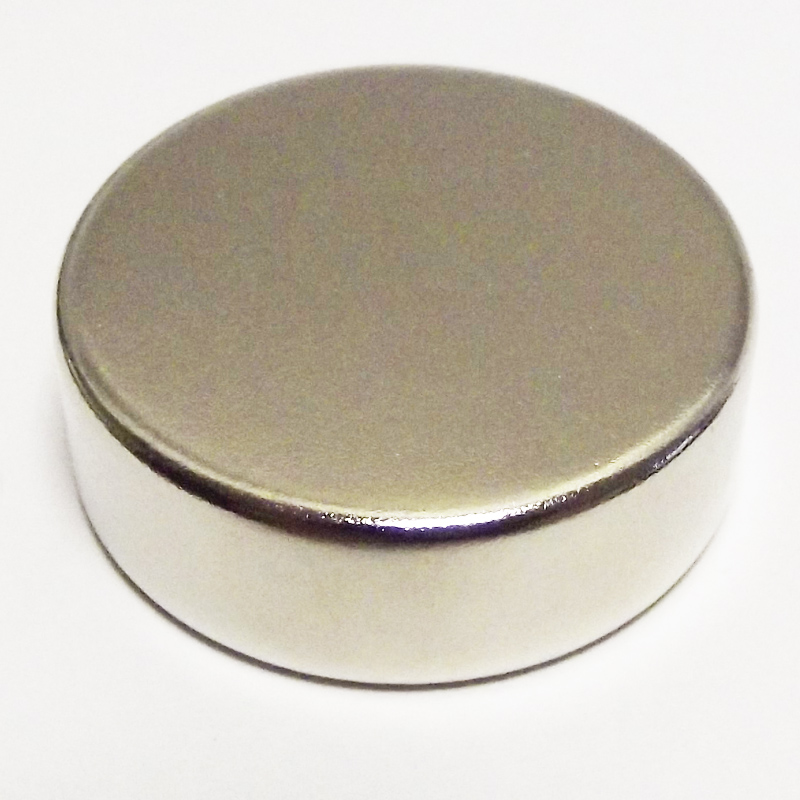 Магнит NdFeB, диск/цилиндр OD30 x 10 mm (N38), Ni+Cu+Ni (никель)