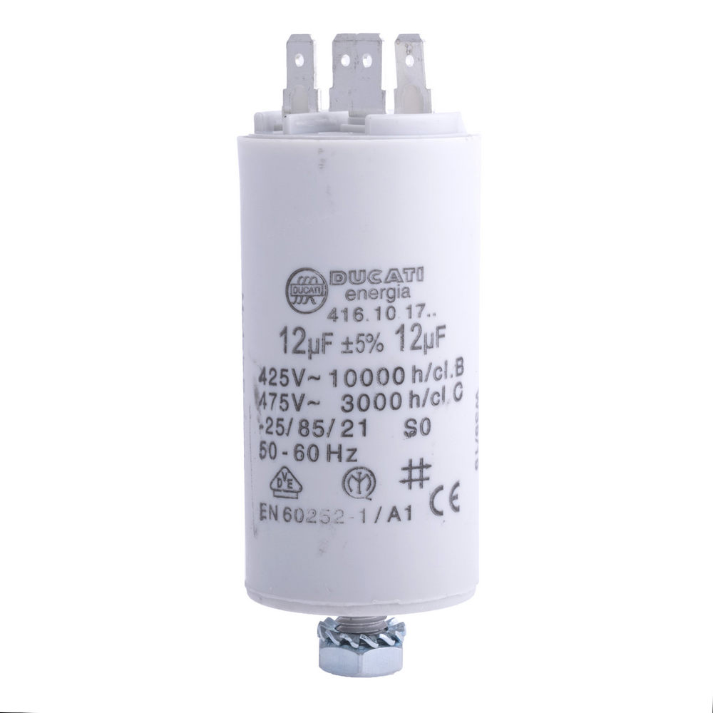 12uF 425VAC ±5% 36x70mm+болт, с клемами 6.3 mm (4.16.10.17.64) Ducati (конденсатор пусковой) 12uF 425VAC ±5% 36x70mm+болт, с клемами 6.3 mm (4.16.10.17.64) Ducati (конденсатор пусковой)