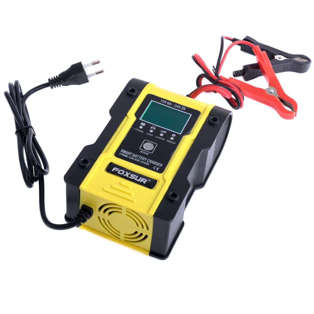 Зарядний пристрій 12V/6A - 24V/3A для Li/Lead/LiFePO4 акумуляторів (FBC1207D – Foxsur) Зарядний пристрій 12V/6A - 24V/3A для Li/Lead/LiFePO4 акумуляторів (FBC1207D – Foxsur)