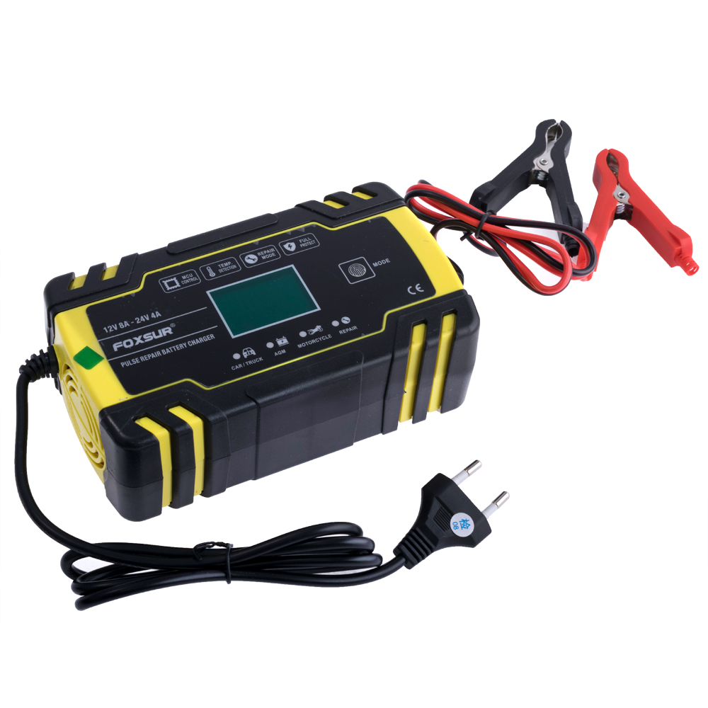 Зарядний пристрій 12V/8A - 24V/4A для свинцево-кислотних акумуляторів (FBC122408D – Foxsur) Зарядний пристрій 12V/8A - 24V/4A для свинцево-кислотних акумуляторів (FBC122408D – Foxsur)