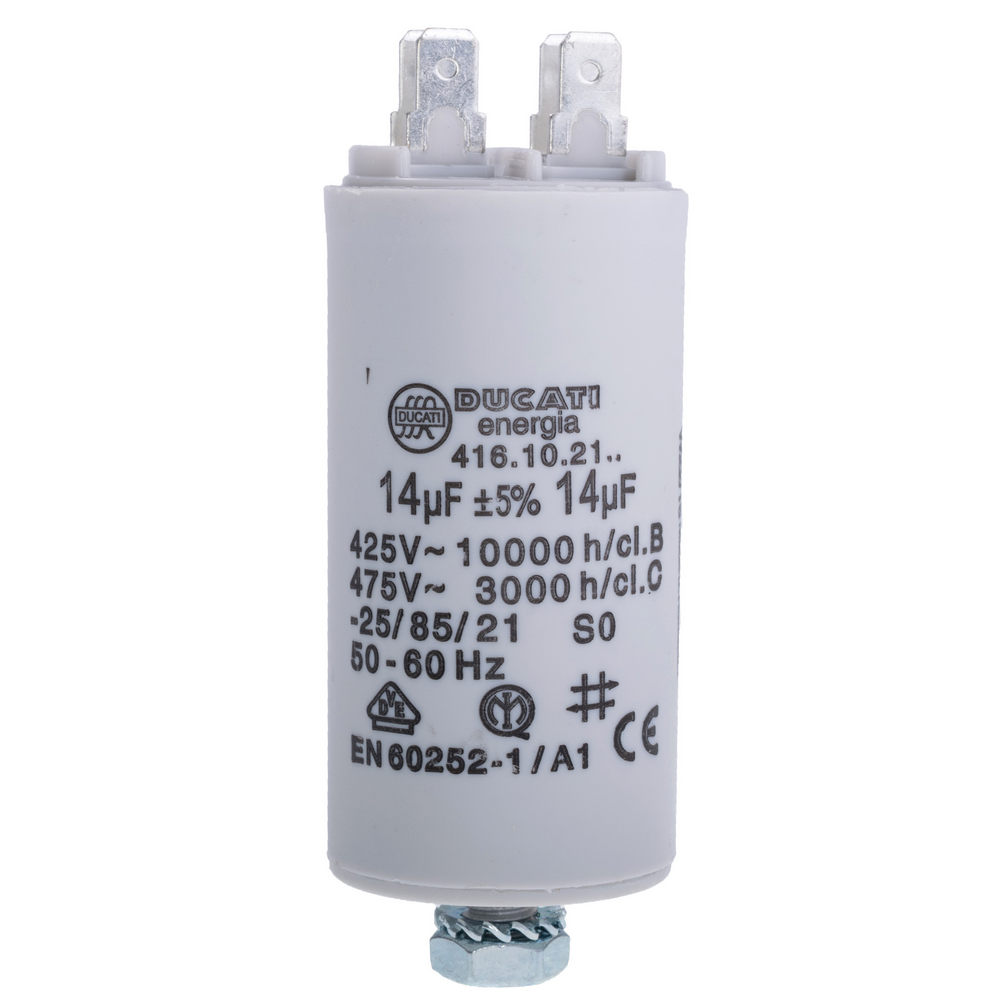 14uF 425VAC ±5% 36x70mm+болт, с клемами 6.3 mm (4.16.10.21.64) Ducati (конденсатор пусковой) 14uF 425VAC ±5% 36x70mm+болт, с клемами 6.3 mm (4.16.10.21.64) Ducati (конденсатор пусковой)