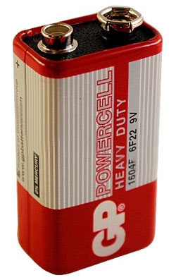 Батарейка 1604E сольова, 6F22 ("крона"), 9V, GP Batteries