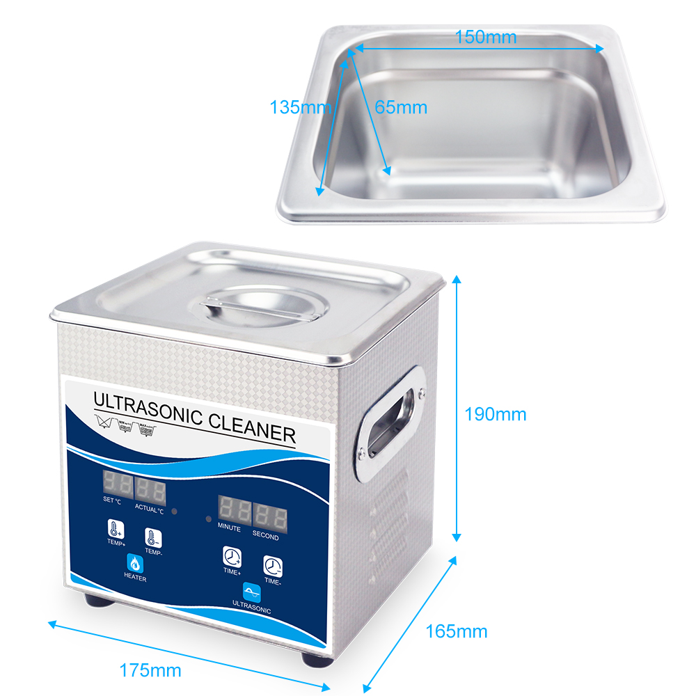 Ультразвуковий очищувач-ванна 1,3л 120Вт / 40kHz з підігрівом 150Вт (GS0201 - Granbo)