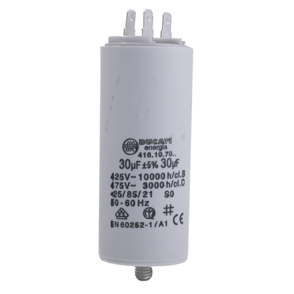 30uF 425VAC ±5% 40x92mm + болт, з клемами 6.3mm (4.16.10.70.64) Ducati (конденсатор пусковий) 30uF 425VAC ±5% 40x92mm + болт, з клемами 6.3mm (4.16.10.70.64) Ducati (конденсатор пусковий)
