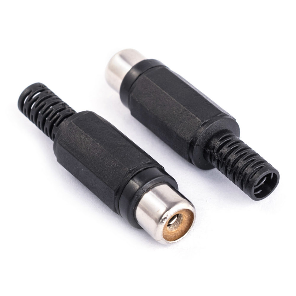 CC-106B RCA-вилка, "мама", прямой, черный,с амортизатором кабеля CC-106B RCA-вилка, "мама", прямой, черный,с амортизатором кабеля