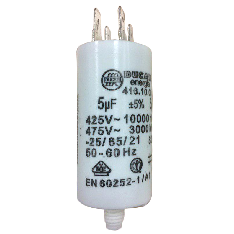 5uF; 425VAC; Ø28x55mm; -25÷70°C; ±5% (4.16.10.08.64-DUCATI) 5uF; 425VAC; Ø28x55mm; -25÷70°C; ±5% (4.16.10.08.64-DUCATI)