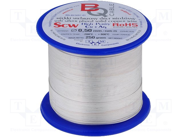 SCW-0.50/250 проволока медная посеребренная SCW-0.50/250 проволока медная посеребренная