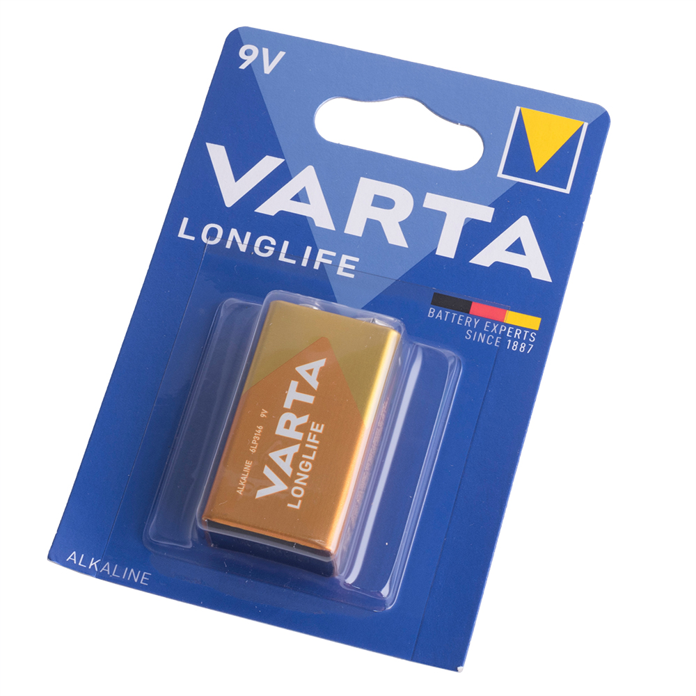 Батарейка лужна, 6LR61 ("крона"), 9V, VARTA LONGLIFE Батарейка лужна, 6LR61 ("крона"), 9V, VARTA LONGLIFE