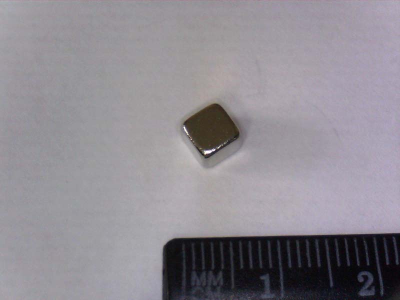 Магнит NdFeB, Блок 5 x 5 x 5 mm (N38), Ni+Cu+Ni (никель)