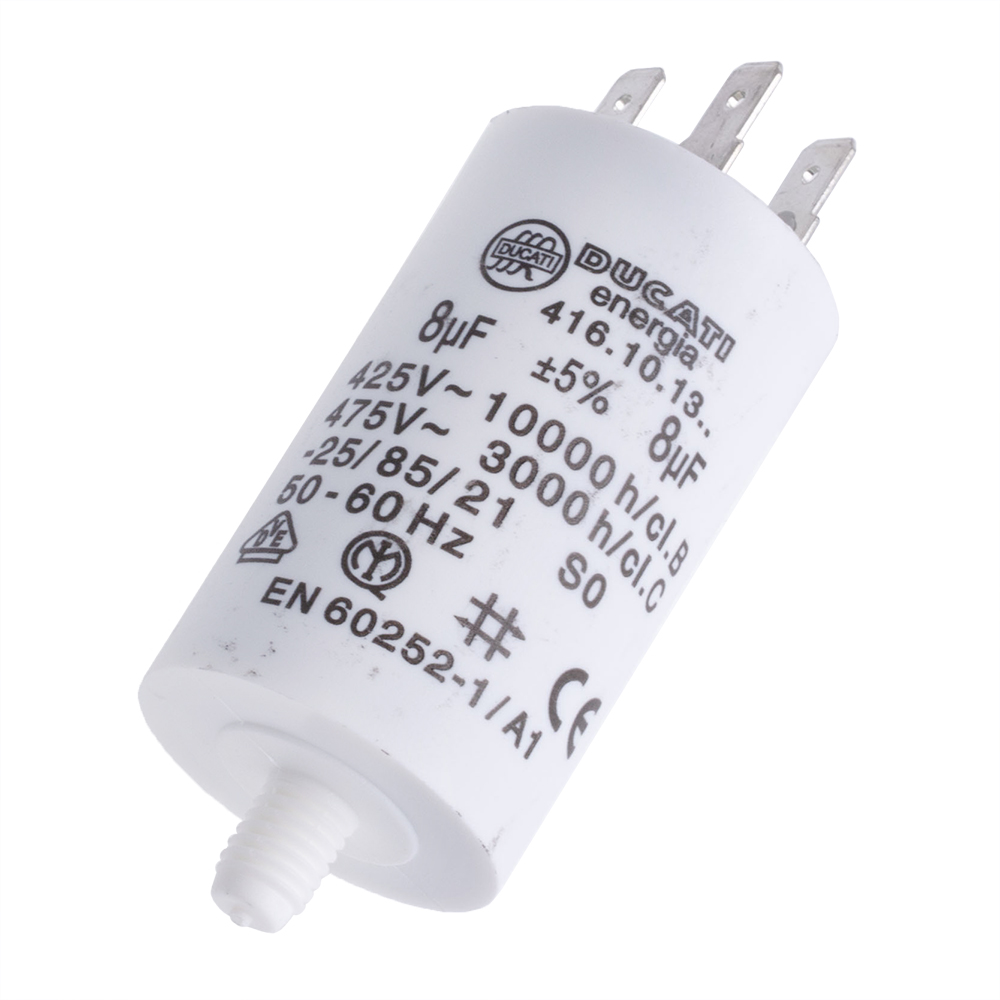 8uF 425VAC ±5% 32x55mm, з клемами 6.3mm (4.16.10.13.64) Ducati (конденсатор пусковий) 8uF 425VAC ±5% 32x55mm, з клемами 6.3mm (4.16.10.13.64) Ducati (конденсатор пусковий)