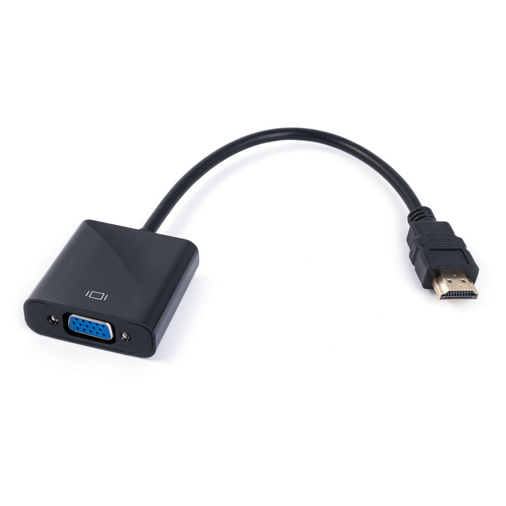 Кабель-перехідник HDMI 1080p type A to VGA без AUX виходу Кабель-перехідник HDMI 1080p type A to VGA без AUX виходу
