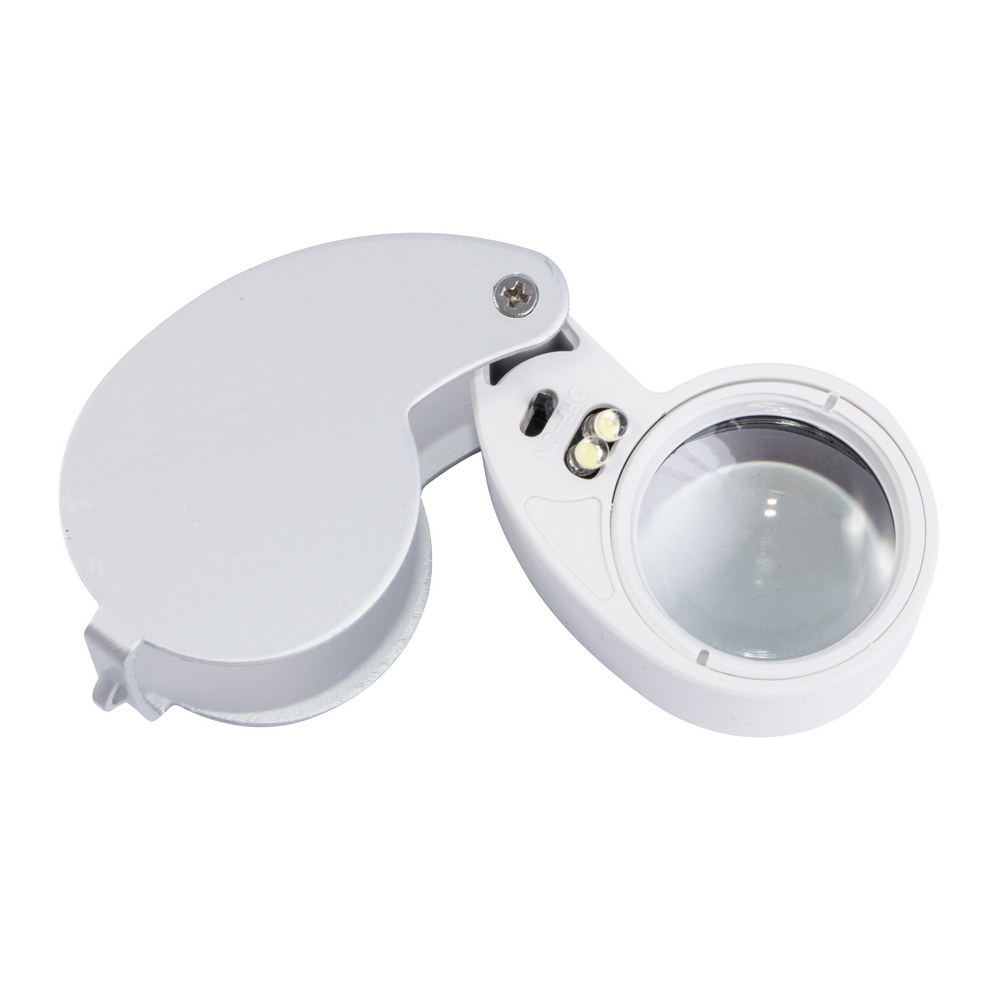 Лупа карманная ювелирная раскладная MG21011 с Led подсветкой, 40Х, диам-25мм Лупа карманная ювелирная раскладная MG21011 с Led подсветкой, 40Х, диам-25мм