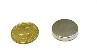 Магнит NdFeB, диск/цилиндр OD10 x 2 mm (N38), Ni+Cu+Ni (никель)
