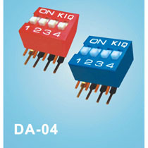 Перемикач DA-04 (DIP, 4позиції, кутовий, червоний)