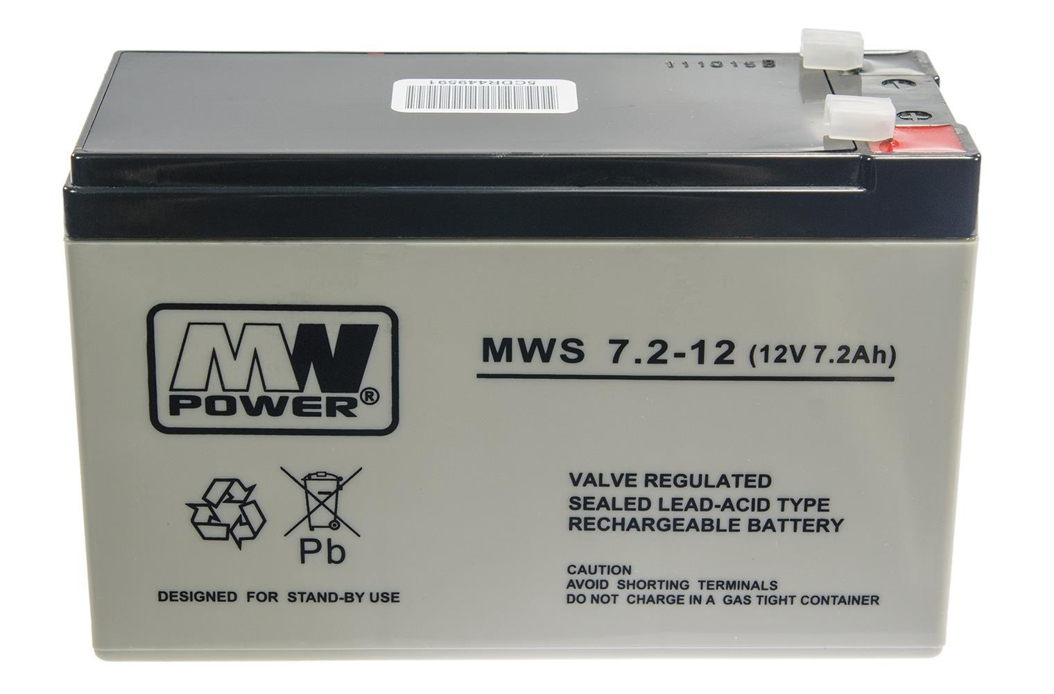 Акумулятор 12V 7,2Ah свинцево-кислотний AGM (MWS 7.2-12)