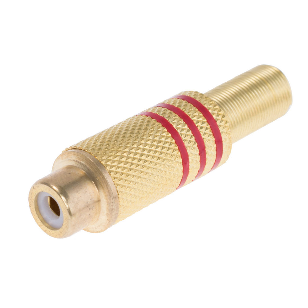 Гніздо RCA (тюльпан) золочений з червоною смугою (KLS1-RCA-PF03-G-R-6.5) Гніздо RCA (тюльпан) золочений з червоною смугою (KLS1-RCA-PF03-G-R-6.5)