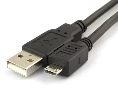 Кабель USBA-plug - USBmicro - plug довжина 1,8 м, чорний (тільки для зарядки від блоку живлення)