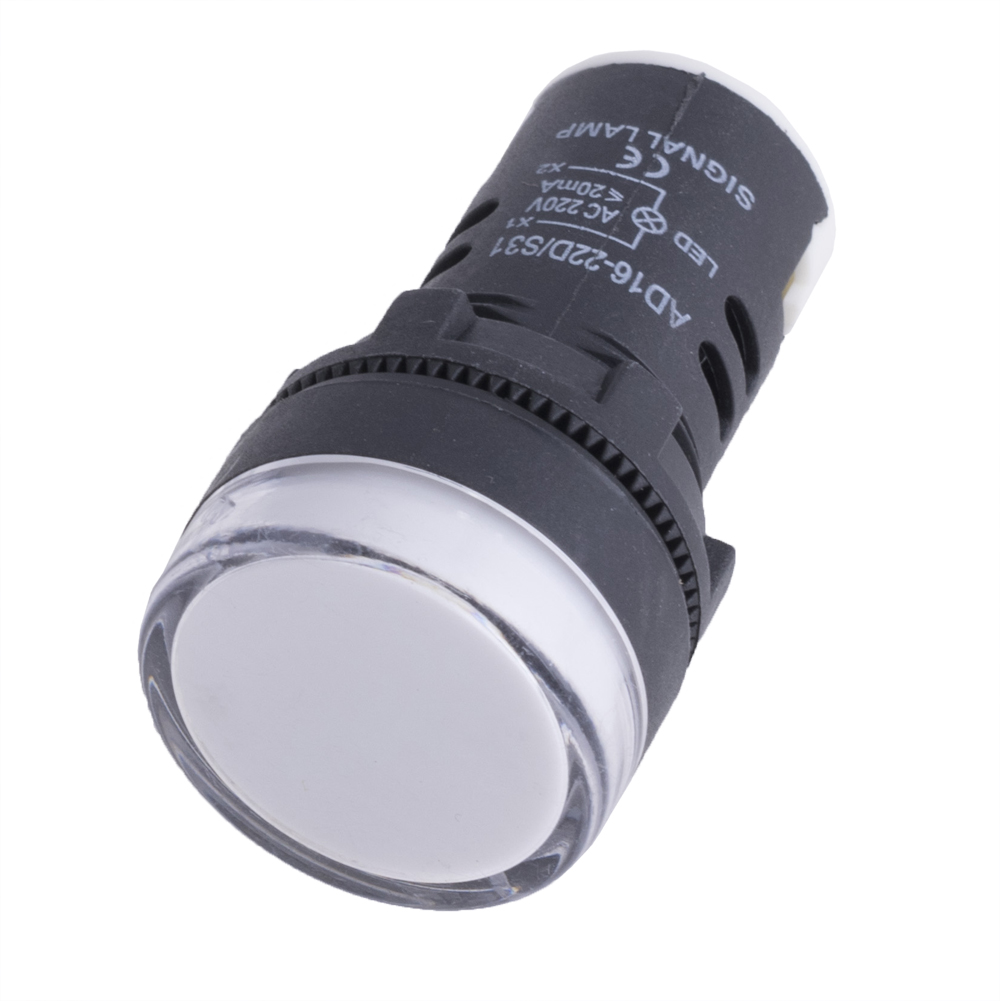 Індикаторна LED лампа AC 220V біла (AD16-22D / S, Hord)