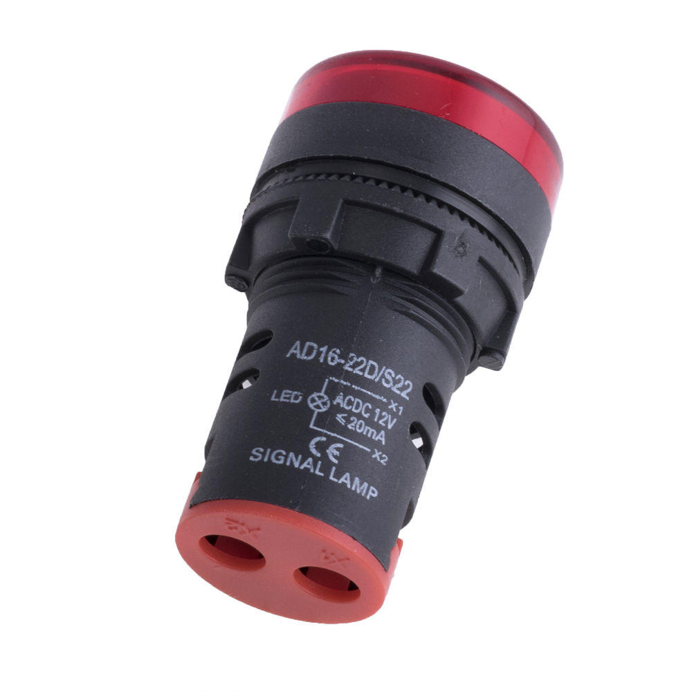 Індикаторна LED лампа AC / DC 12V червона (AD16-22D / S, Hord)