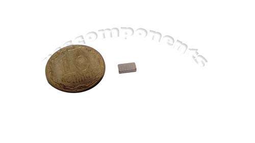 Магнит NdFeB, Блок 5 x 2.5 x 1.2mm (N50),Ni+Cu+Ni (никель)