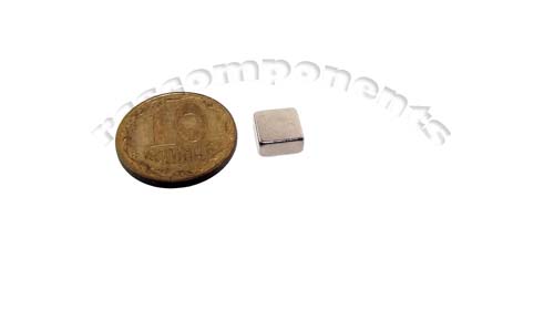 Магнит NdFeB, Блок 6 x 6 x 3 mm (N48), Ni+Cu+Ni (никель)